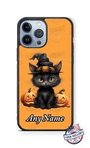 Cute Black Cat Witch Customized Phone Case fits iPhone Samsung Google Pixel Gift - Picture 1 of 11
