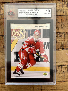 1992-93 Paul Kariya Upper Deck World Juniors Rookie RC #586 KSA 10