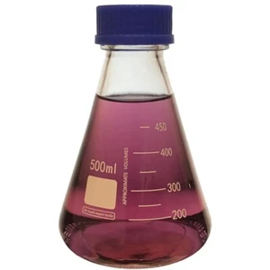 500ml Erlenmeyer Flask with Blue Screw Cap Borosilicate Glass Graduated (Single) - Picture 1 of 1