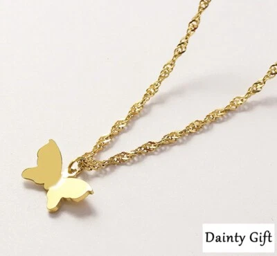 Collar Gargantilla Animal Mariposa Acero Inoxidable Titanio Mujer/Niña 13-15.5" Foto 1 de 4