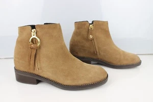 GEOX T 38 Bottines daim beige foncé talon compensé caché Très bon état - Imagen 1 de 16