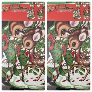 Weihnachten Rentier Ausschnitte 1960 Pfeife Reproduktion 2 Packungen à 6 Rentiere - Bild 1 von 6