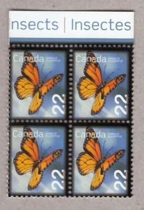 MONARCH BUTTERFLY = Block of 4 sts with top inscription = MNH Canada 2014 #2708 - Picture 1 of 1