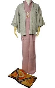Vintage Japanese Kimono Ensemble Set Kimono,Haori,Obi circa 1970~1980s. - Picture 1 of 16