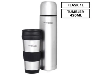 THERMOS Stainless Steel Combo Pack 1L Vacuum Flask & 420ml Travel Tumbler! - Picture 1 of 5