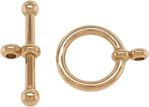 9 mm 14 K massiver Gelbgold Kugel-Ende Knebelverschluss Ring und Stab Made in USA von - Bild 1 von 7