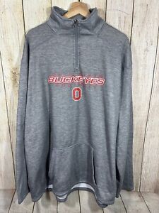 Ohio Buckeyes Mens 3/4 Zip Pullover Sweatshirt Sz 2XL Gray 