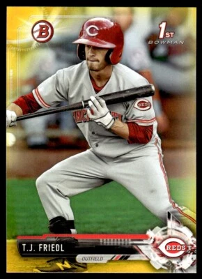 2017 Bowman Prospects Yellow T.J. Friedl Cincinnati Reds #BP71 - Image 1 of 2