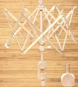 Weiye 24" Hand Crafted Skein & Hanks Winder Wooden Umbrella Swift Yarn Winder - Picture 1 of 1