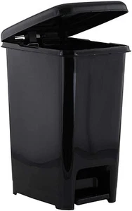 Superio Slim Step On Pedal Plastic Trash Can, Waste Bin - 16 Qt, Black - Picture 1 of 1