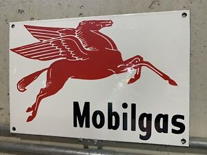 Vintage Style Mobilgas Mobil Service Gas Pump Store Porcelain Sign