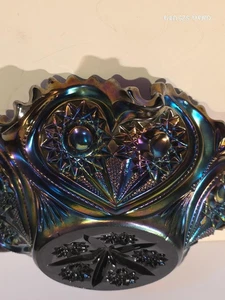 Antique Imperial Glass Amethyst /Dark Purple Carnival Zippered Heart Bowl - Picture 1 of 4
