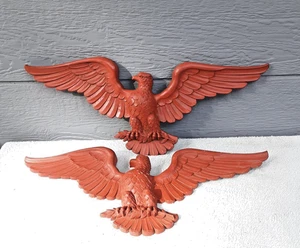 (2) Vintage 1963 roter Adler Wandrelief Syroco / Dart Made in USA antik - Bild 1 von 8