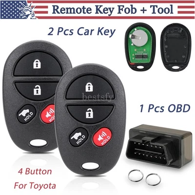 2 Replacement Remote Key Fob 4Button With Tool Kit For Toyota Highlander Sequoia - Image 1 of 4