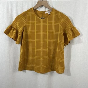 Moa Moa Girls Yellow Window Pane Ruffle Bell Sleeve Boho Top Size M Colorful - Picture 1 of 8