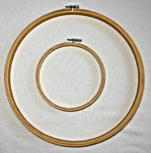 Embroidery Hoops (2) Round Wood Cross Stitch Hoop 6 and 12 inches - Picture 1 of 2