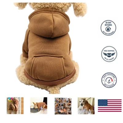 Cálida y Cómoda Sudadera con Capucha para Perros Pequeños - Color Café Ropa de Invierno Foto 1 de 4