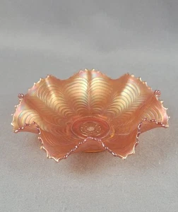 Antique Northwoods Marigold Carnival Glass Nippon Interior Basket Weave Exterior - Picture 1 of 14