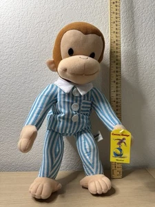 Curious George In Pigiama Blu Bianco Strisce Kelly Giocattolo Peluche Curioso - Foto 1 di 9