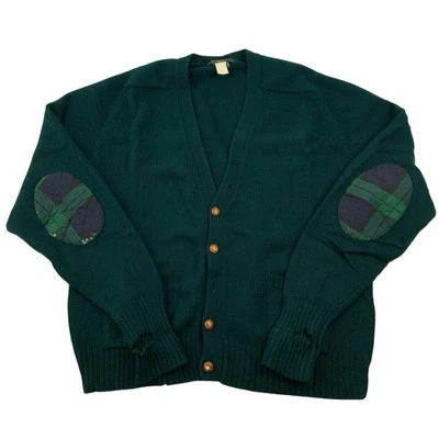Vintage Orvis Green Wool Cardigan Sweater Mens Size XL Elbow Patches Distressed - Image 1 of 4