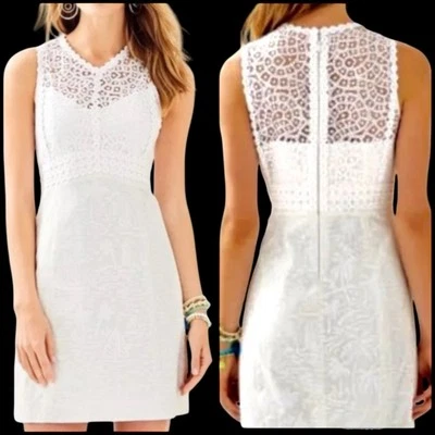 Vestido Lilly Pulitzer Leigh Elastizado Blanco Verdadero Talla 0 (XS) NUEVO Corto de Encaje Foto 1 de 4