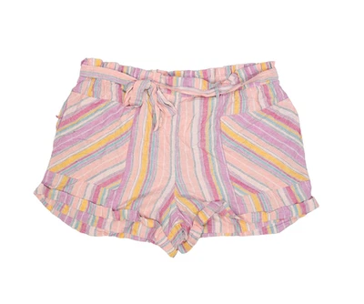 Pantalones Cortos Cato Para Mujer 26/28W Rosa Rayas Mezcla de Lino Volantes Dobladillo Corbata Cintura Primavera Foto 1 de 4