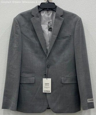 Chaqueta Blazer Abrigo Express Para Hombres Gris Sólido Calce Ajustado Fotógrafo 36S 36C Nuevo Foto 1 de 4