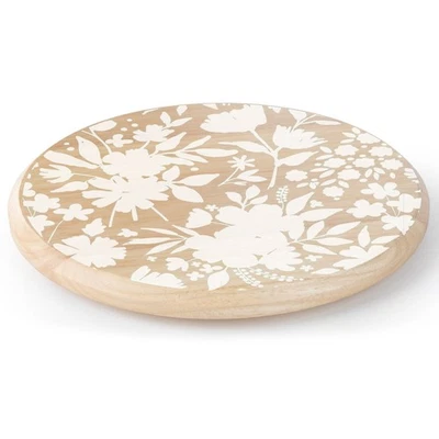 COUNTERART Full Bloom Round Mango Wood Lazy Susan Turntable 14" Diameter