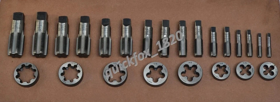 24x BSP BSPP TAPS & DIES SET 1/8" TO 1" HIGH CARBON STEEL PLASTIC BOXED - Image 1 of 1