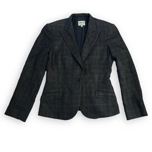 ARMANI COLLEZIONI Lana Seda Mujer Ventana Blazer Chaqueta Abrigo Forrado Italia Talla 6 - Imagen 1 de 5