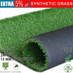 Primeturf Artificial Grass Synthetic Fake Lawn 2m x 10m Turf Plastic Plant 15mm - Picture 1 of 17