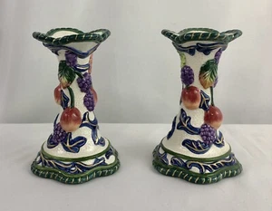 Fitz and Floyd Candlesticks Holders  Fruit Berry Vintage 1121 - Picture 1 of 9