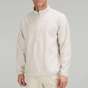 Lululemon Fleece Sweater oversized fit half zip mens Cream (medium) athleisure - Picture 1 of 11