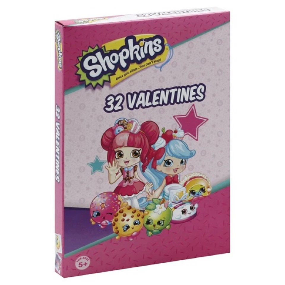 Shopkins Valentines Day Friendship Cards Box of 32 Cards NEW - Image 1 of 1