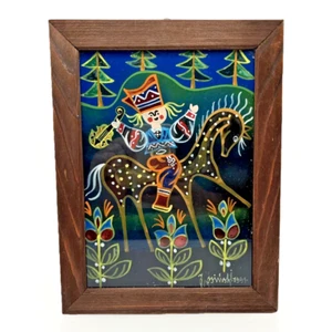 Arte popular outsider Jan Kosinski 1991 de colección pintura al revés Polonia polaco RARO - Imagen 1 de 7