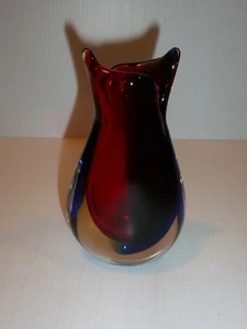 Stunning Michele Onesto Art Glass Small Vase, Reds and Blues - Picture 1 of 6