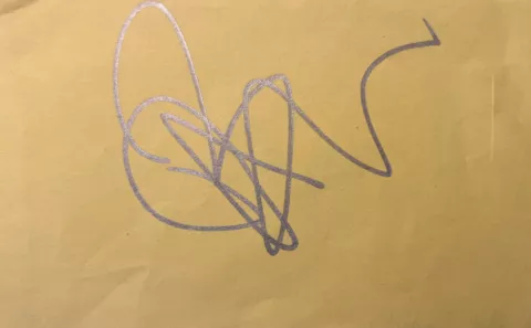 Hand signed yellow card of DAVE STEWART, EURYTHMICS, MUSIC,  autograph Cover
