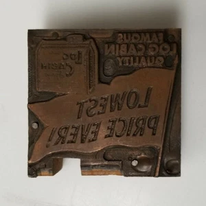 Vintage Printing Press Block newspaper Log Cabin  - Picture 1 of 3
