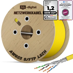 500m CAT.7 Cat7 Kupfer Verlegekabel Netzwerkkabel gelb Gigabit 10Gbit 1000Mhz - Afbeelding 1 van 10