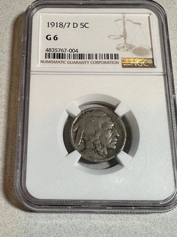 1918D 8/7 Buffalo Nickel, NGC Graded Good 6 Problem Free Cover