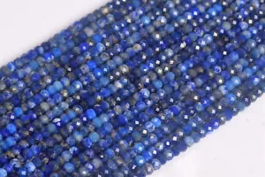 2MM Genuine Natural Deep Blue Lapis Lazuli Beads A Faceted Rondelle Bead 15.5" - Picture 1 of 4