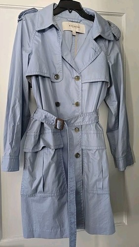 Coach trench blu chiaro con cravatta taglia media