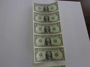 5 UNCUT SHEET $ 1 ($1 X 5) Legal USA 1 DOLLAR*Real Currency NOTES*RARE BILLS - Picture 1 of 4