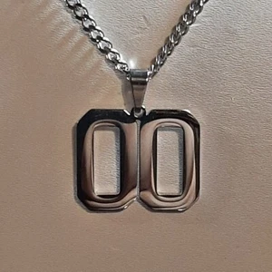 #00-#49 SPORTS FOOTBALL NUMBER Pendant Charm / 18"-24" STAINLESS CHAIN NECKLACE - Picture 1 of 5