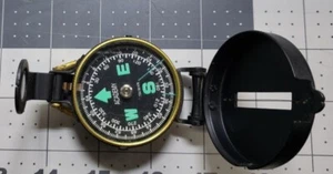 ENGINEER Academy Lensatic Compass Black Brass Folding Hiking Camping MCM - Picture 1 of 19