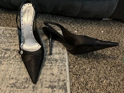 Sassy BCB Girls black 3 1/2” leather heels Sz 10B Lightly Worn Foto 1 de 4