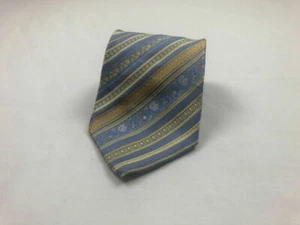 Cravatta collo uomo Brioni blu chiaro/oro a righe floreale seta 57" - Foto 1 di 11