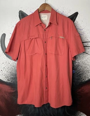 Field & Stream Coral Fishing Button Down Vented Short Sleeve Shirt Mens Size L - Image 1 of 4