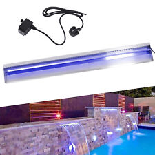 35.4"  Pool Fountain Waterfall Spillway+Light Strip Stainless for Garden Pond