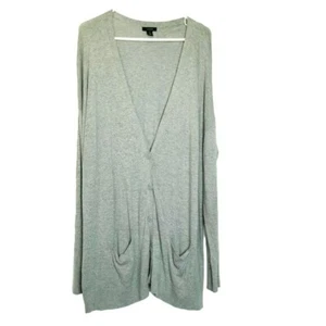 Halogen graue Strickjacke Größe 1X Oversize Lagenlook dehnbar Taschen Knopfleiste gebraucht, in einwandfreiem Zustand - Bild 1 von 7